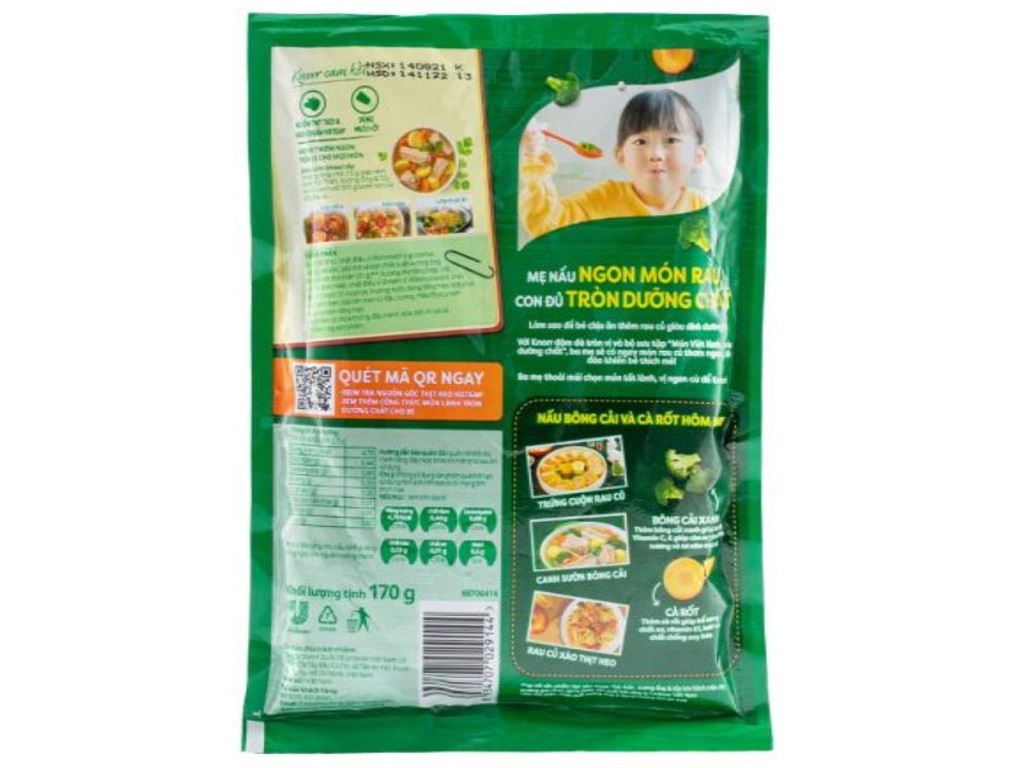 Hạt Nêm Thịt thăn, Xương ống, Tủy KNORR gói 170g Thùng 32 gói